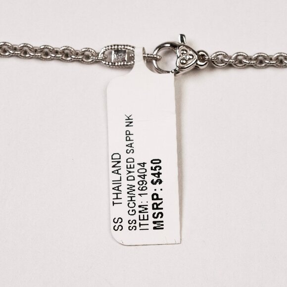 Judith Ripka Sterling Silver with Dyed Sapphire Pendant Necklace    (JR 7) - Picture 8 of 9